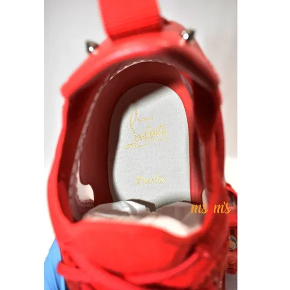 NIB Christian Louboutin Donna Clear Sole Red Suede Low Top Sneakers - Picture 6 of 8